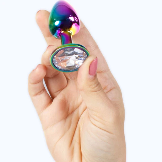 Plug Anal Metal Rainbow, Small 7 Cm, Curcubeu