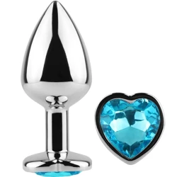 Plug Anal Metal Blue Heart, Mic, Albastru