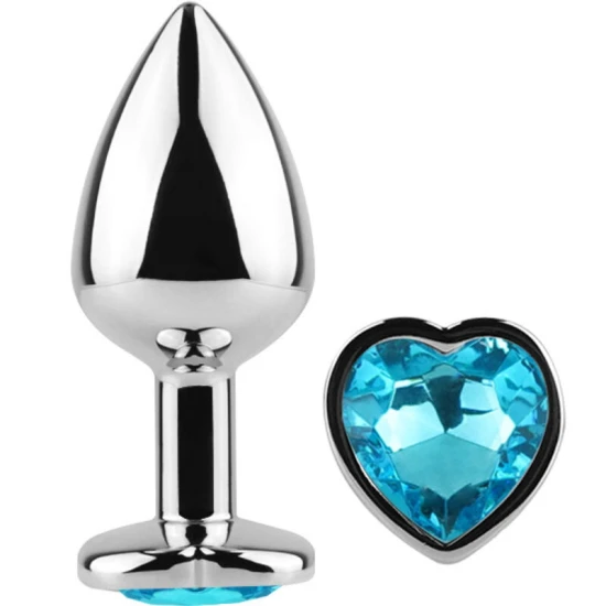 Plug Anal Metal Blue Heart, Mic, Albastru
