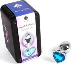 Plug Anal Metal Blue Heart, Mic, Albastru