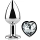 Plug Anal Secretplay Metal Butt Plug, Inimă Cristal, 7 Cm, Transparent