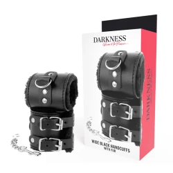 Cătușe ajustabile din piele, cu căptușeală, Negru