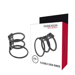 Set de 3 inele flexibile pentru penis, Negru