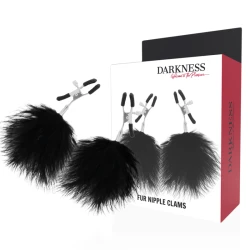 Cleme pentru mameloane tip pom-pom, 2 buc, Negru