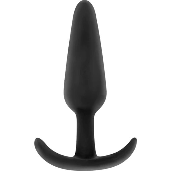 Plug anal din silicon, negru-argintiu, mâner mic