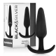 Plug anal din silicon, negru-argintiu, mâner mic