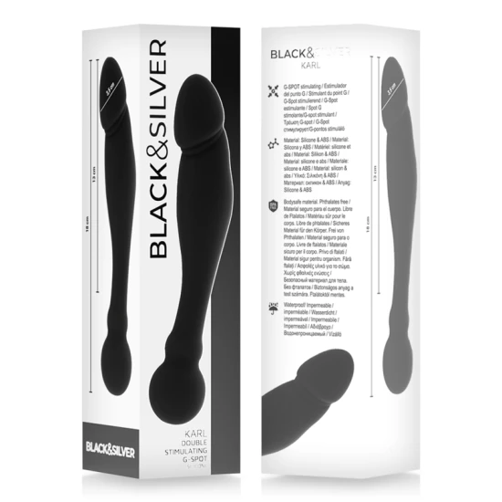 NEGRU ȘI ARGINTIU - DILDO STIMULATOR KARL G-POINT, 18 CM