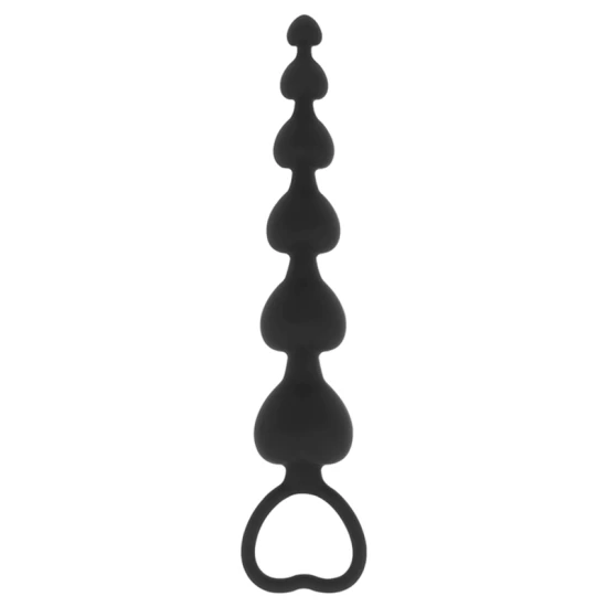 NEGRU - ARGINTIU - Mărgele Anal tip Milan Chain of Hearts, 18 cm