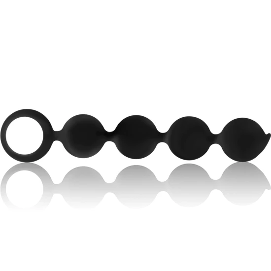 Mărgele anale din silicon, negru-argintiu, 15 cm