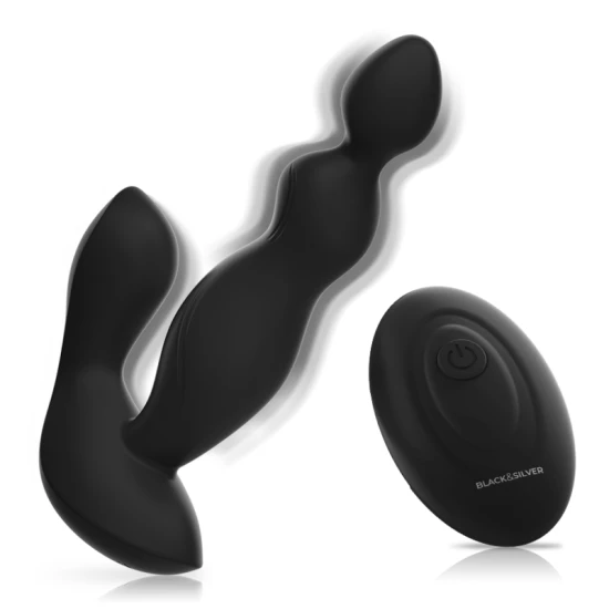 COR A ANAL PLUG - SILICON - CU TELECOMANDĂ, Negru & Argintiu