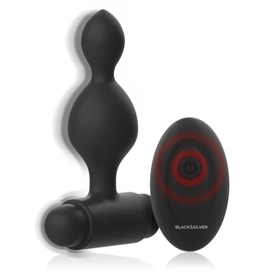 Model: dop anal mic din silicon, telecomandă, Negru & Argintiu