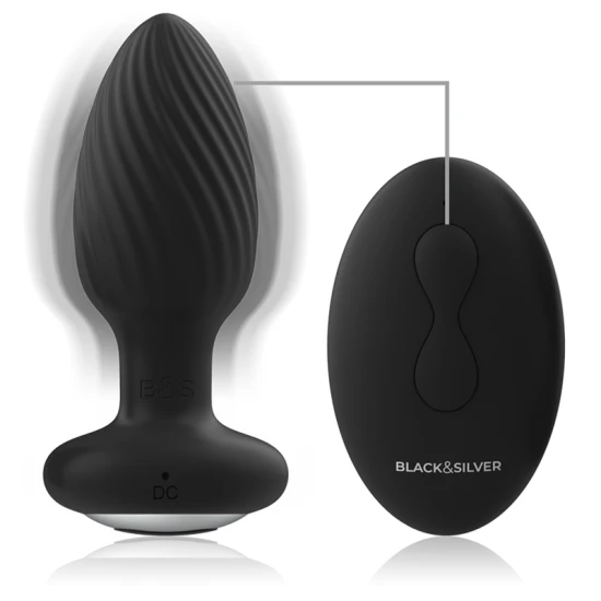 WELLS PLUG ROTATOR ANAL DIN SILICON, CU TELECOMANDĂ, NEGRU ȘI ARGINTIU