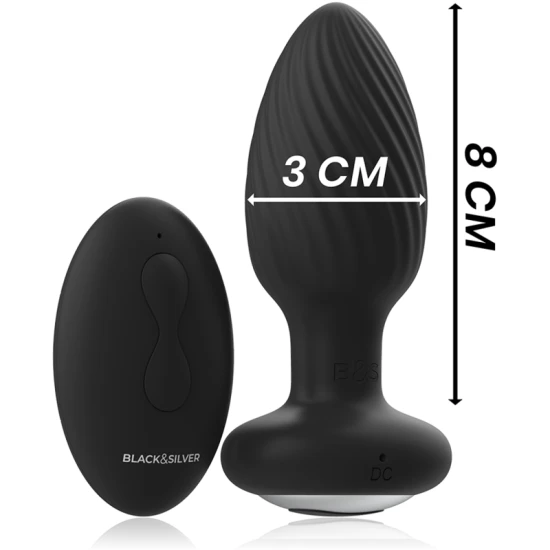 WELLS PLUG ROTATOR ANAL DIN SILICON, CU TELECOMANDĂ, NEGRU ȘI ARGINTIU