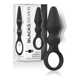 NEGRU & ARGINTIU - OZZY Plug anal din silicon puternic, Roz