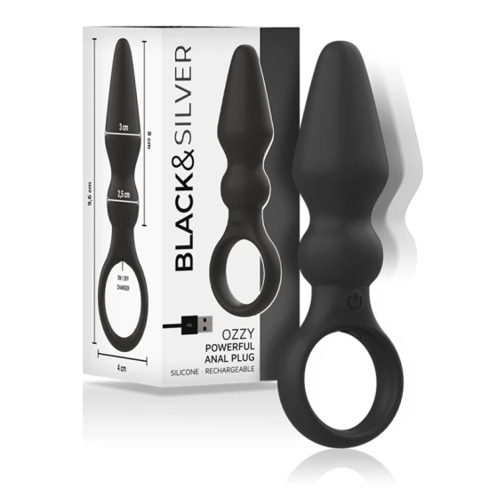 NEGRU & ARGINTIU - OZZY Plug anal din silicon puternic, Roz