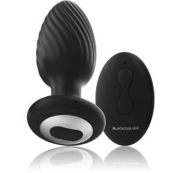WELLS PLUG ROTATOR ANAL DIN SILICON, CU TELECOMANDĂ, NEGRU ȘI ARGINTIU