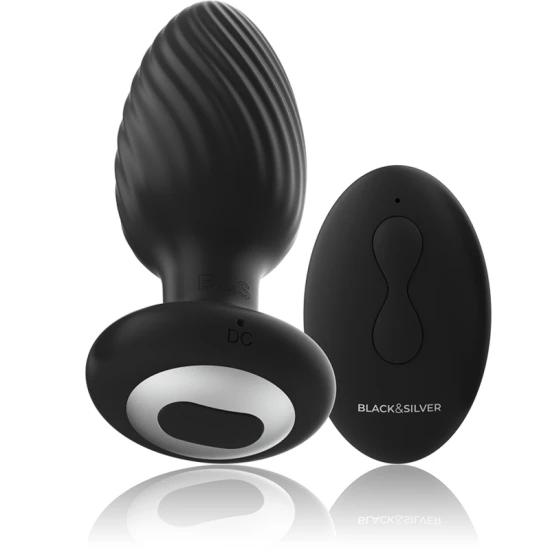 WELLS PLUG ROTATOR ANAL DIN SILICON, CU TELECOMANDĂ, NEGRU ȘI ARGINTIU