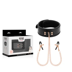 BEGME - Choker cu clești pentru sfarcuri, ediție Black, cu căptușeală din neopren