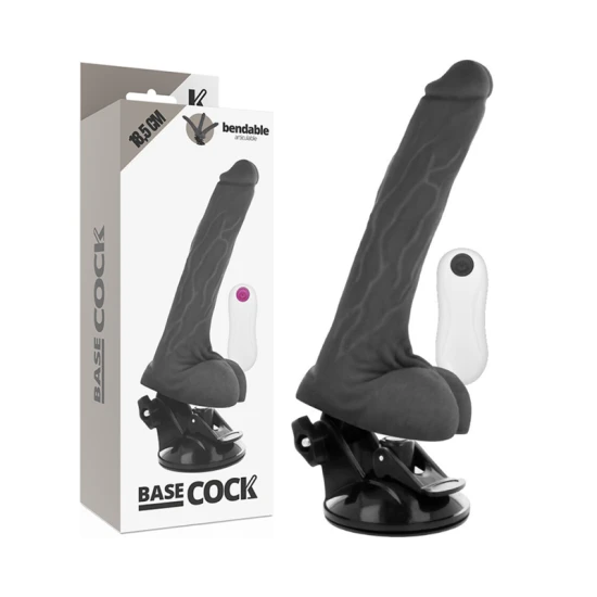 Jucărie sexuală realistă articulabilă cu telecomandă prin cablu, TPE, negru, 18.5 x 4 cm