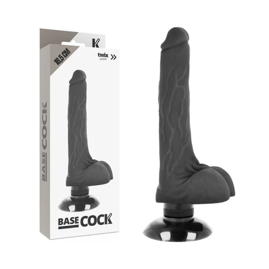 Vibrator penis realist din TPE, negru, 18.5 x 4 cm