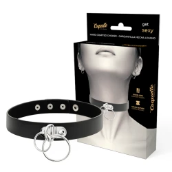 Choker tip inel dublu din piele vegană, Negru