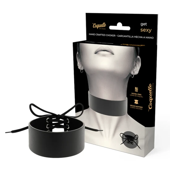 Choker din piele vegană, Negru