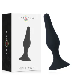 Dildo anal conic din silicon, negru, 10.5 cm