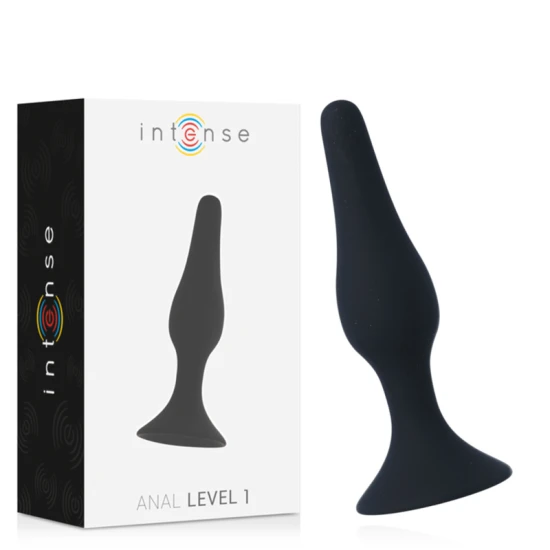 Dildo anal conic din silicon, negru, 10.5 cm