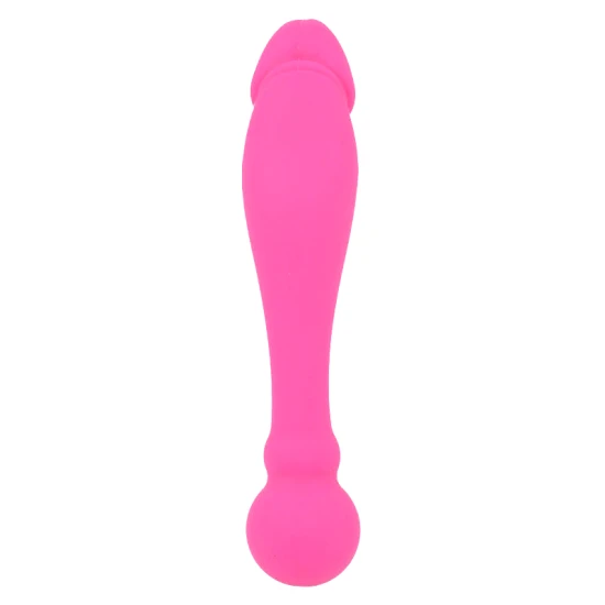 Dildo dublu din silicon, roz, 18 cm
