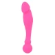 Dildo dublu din silicon, roz, 18 cm