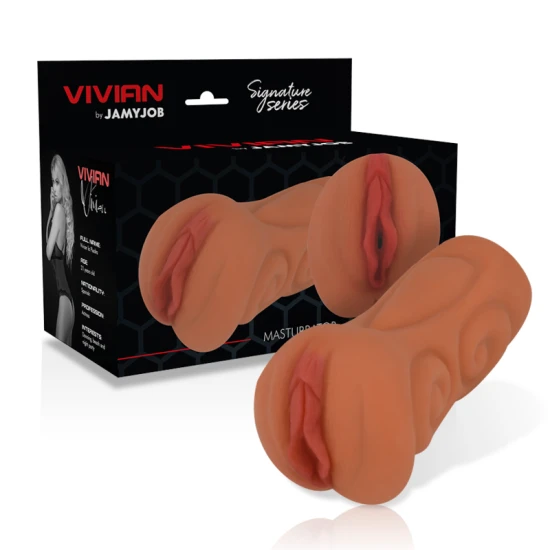 JAMYJOB Signature - Masturbator tip vagină, TPR, Negru