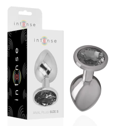 Plug anal cu cristal negru - Metal, Negru, Mărime S