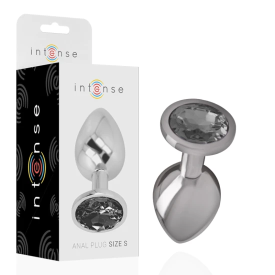 Plug anal cu cristal negru - Metal, Negru, Mărime S