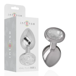 INTENSE - Plug Anal din Aluminiu, Metal, Argintiu, Cristal Argintiu, Mărimea L