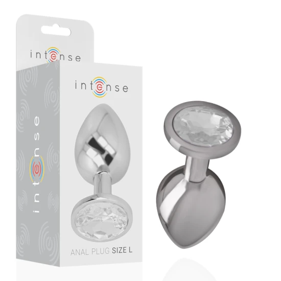 INTENSE - Plug Anal din Aluminiu, Metal, Argintiu, Cristal Argintiu, Mărimea L