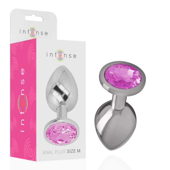 Plug anal cu cristal roz - Metal, Mărime M