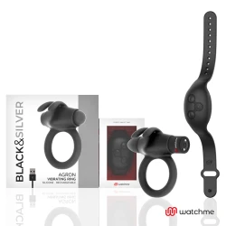 AGRON - Inel vibrat pentru stimulare, Negru & Argintiu