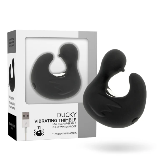 DUCKYMANIA - DUȘCĂ REÎNCĂRCABILĂ DIN SILICON, STIMULARE - Culoare Negru & Argintiu