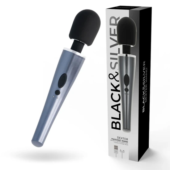 DEXTER MASSAGE WAND - Aparat de masaj, Negru & Argintiu