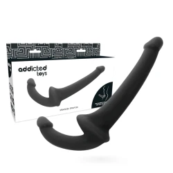 Dildo fără ham din TPR și silicon, negru, 26 cm