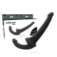Dildo fără ham din TPR și silicon, negru, 26 cm