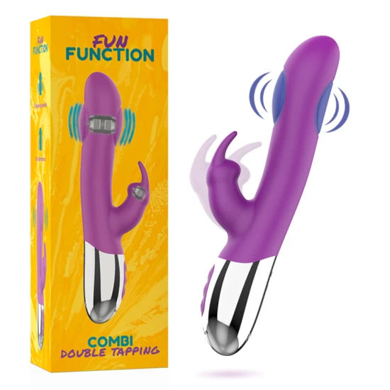 Stimulator COMBI DOUBLE TAPPING - Putere maximă, Negru, Mărime medie.