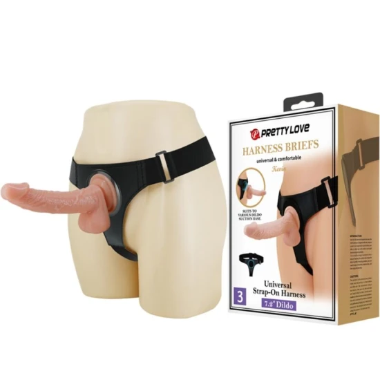 Ham strap-on cu dildo Kevin - 19 cm, Natural, Universal.
