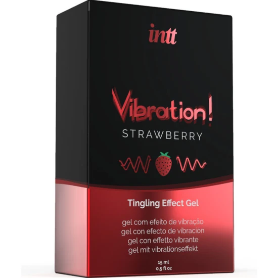 INTT - Gel stimulent intim lichid vibrator, Căpșuni, 15 ml