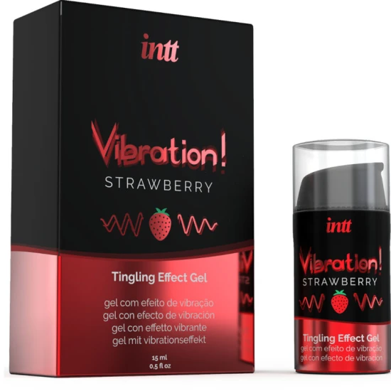 INTT - Gel stimulent intim lichid vibrator, Căpșuni, 15 ml