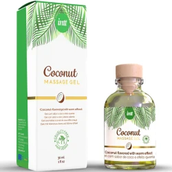 INTT - Gel de masaj vegan, cu efect de încălzire, aromă și gust de cocos