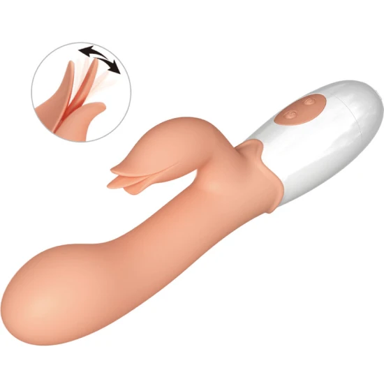 Vibrator cu stimulator din TPR ABS, culoare piele