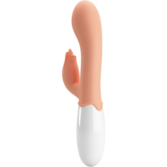 Vibrator cu stimulator din TPR ABS, culoare piele