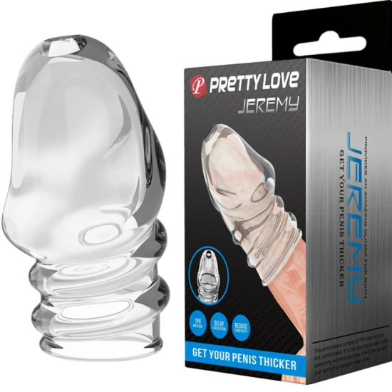 JEREMY - Penis cu îngroșător transparent, Culoare 0702 Crystal