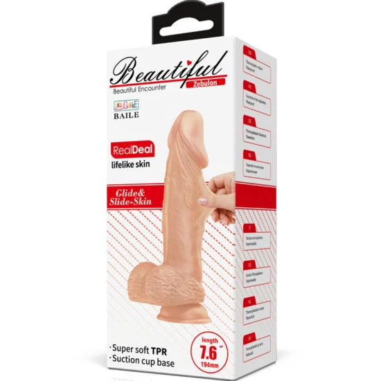 DILDO FLEXIBIL REALIST ZEBULON - BEAUTIFUL ENCOUNTER, 19,4 CM, culoare naturală